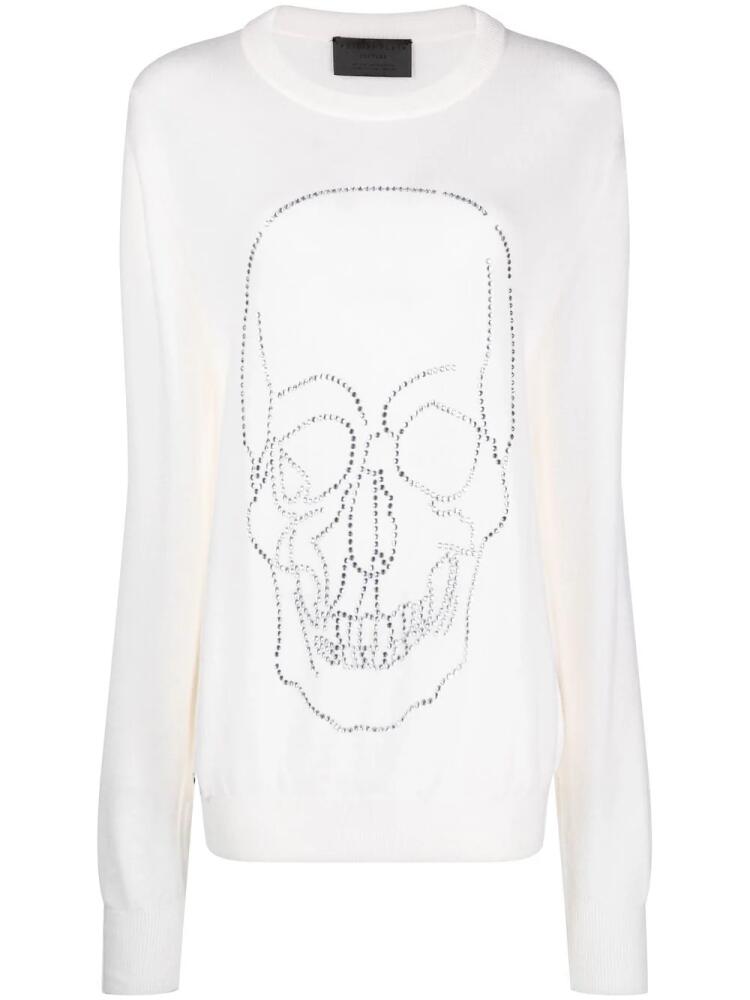 Philipp Plein studded-skull cashmere pullover - Neutrals Cover