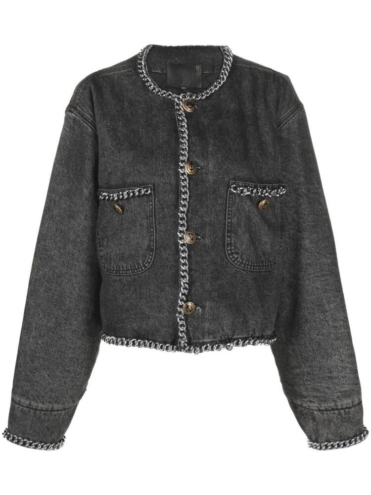 R13 chain-embellished denim jacket - Grey Cover