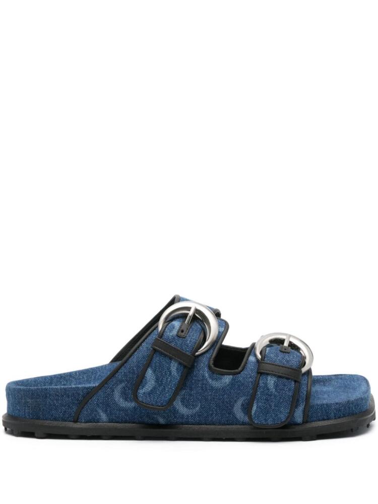 Marine Serre Moonogram-pattern denim sandals - Blue Cover