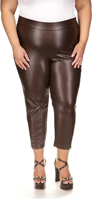 MICHAEL Michael Kors Plus Size Zip Ankle Leggings (Chocolate) Women's Casual Pants Cover