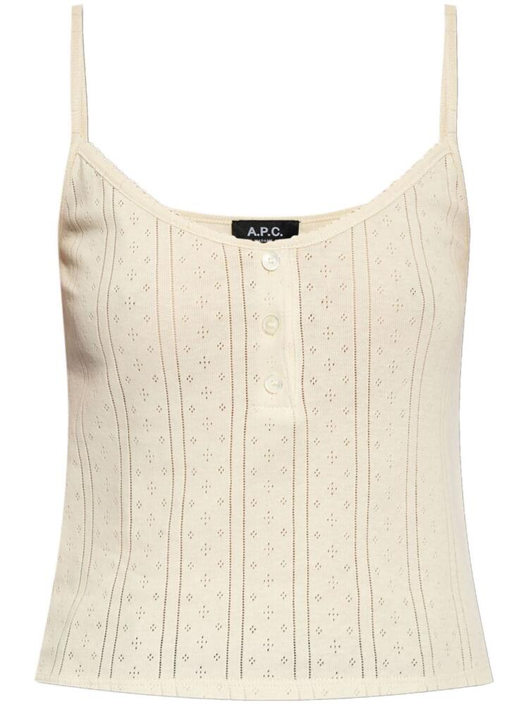 A.P.C. pointelle-knit cotton tank top - Neutrals Cover