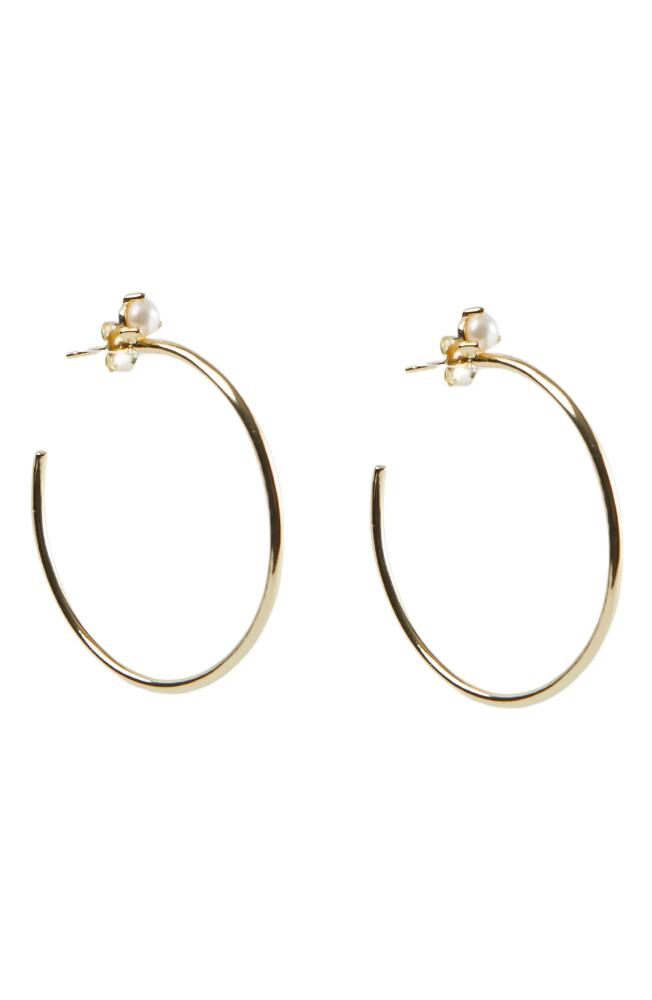 Argento Vivo Sterling Silver Semiprecious Stone Hoop Earrings in Gold/Pearl Cover