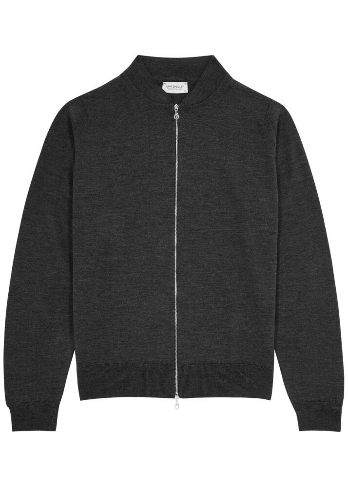 John Smedley Maclean Wool Cardigan - Charcoal Cover