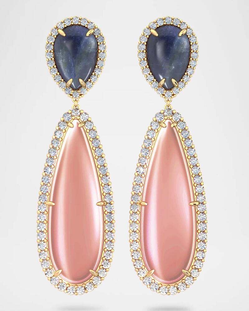 Jamie Turner Sparrow Earrings with Kyanite, Pink Moonstone, and Diamonds Cover