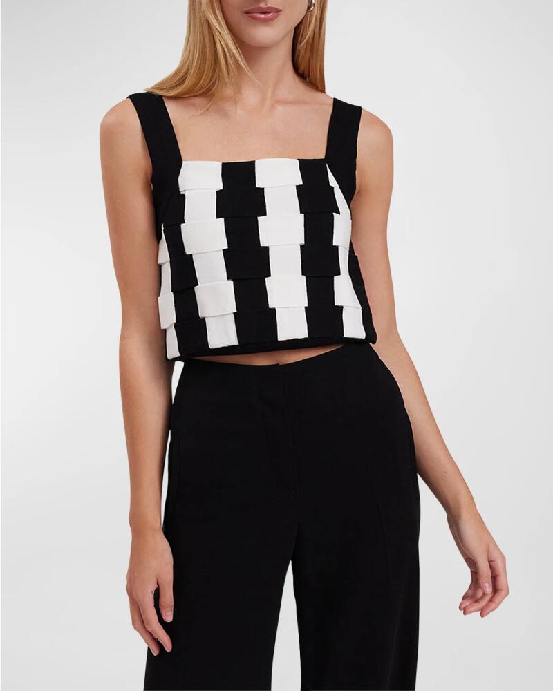 Anne Fontaine Nadeleine Two-Tone Woven Crop Top Cover