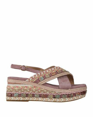 Alma En Pena. Woman Espadrilles Pastel pink Leather, Textile fibers Cover