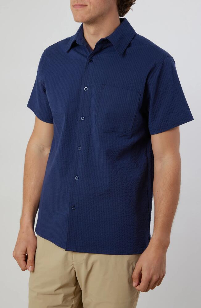 Rainforest The Acadia Seersucker Short Sleeve Button-Up Shirt in Naval Academy Cover