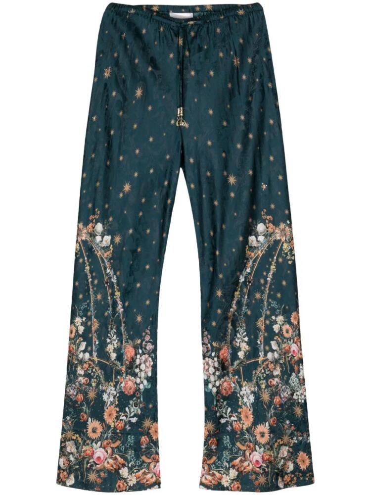 Camilla floral-print drawstring trousers - Green Cover