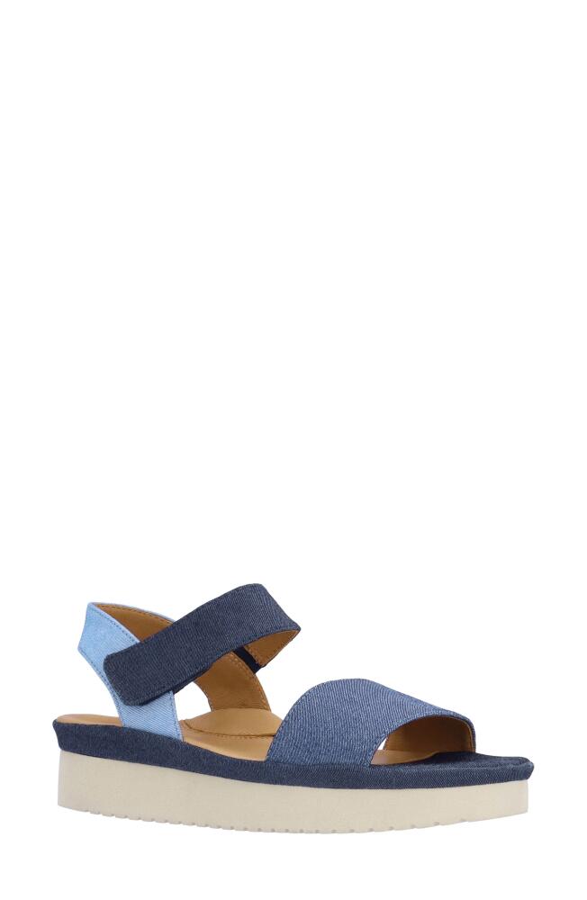 L'Amour des Pieds Abrilla Slingback Platform Wedge Sandal in Blue Cover