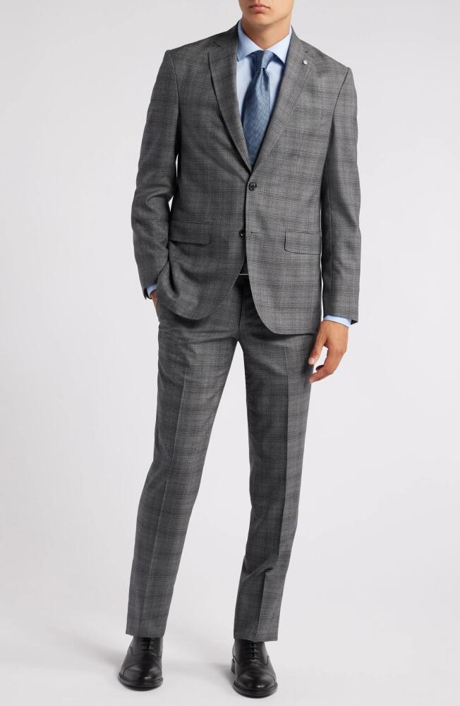 Ted Baker London Karl Slim Fit Deco Plaid Wool Suit in Mid Grey Cover