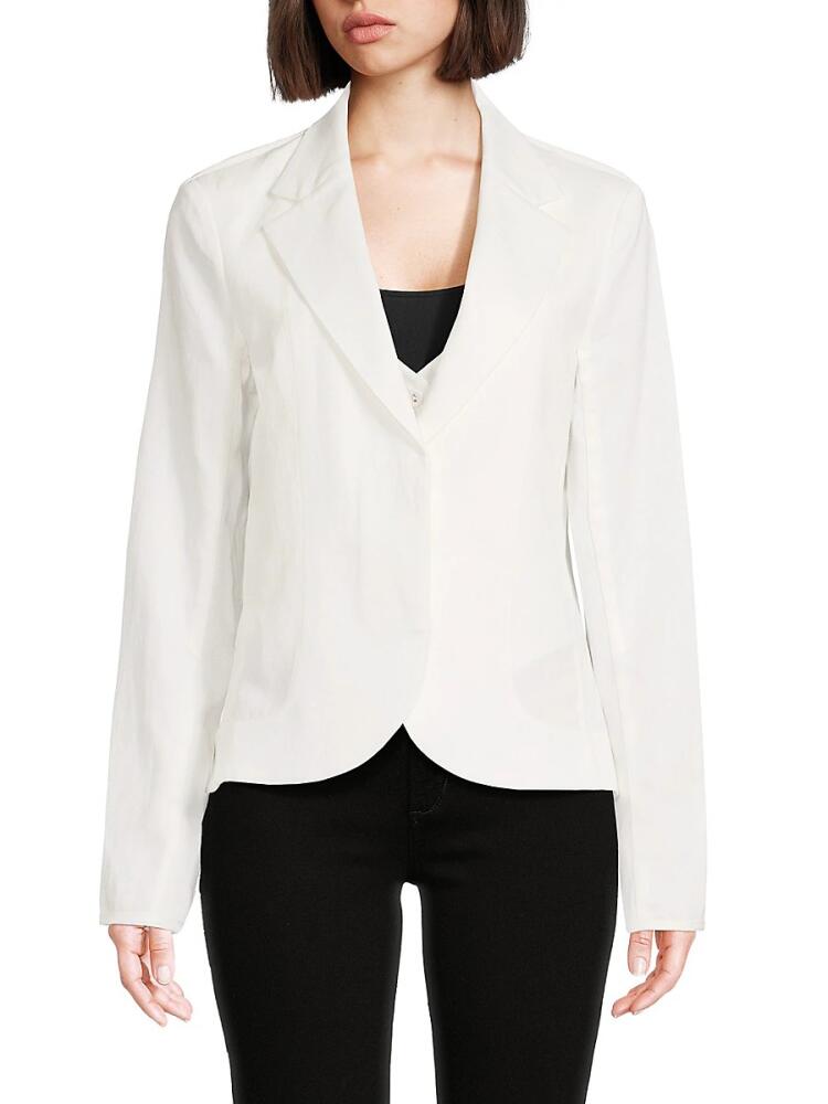 TWP Women's Notch Lapel Linen Blend Blazer - White Cover