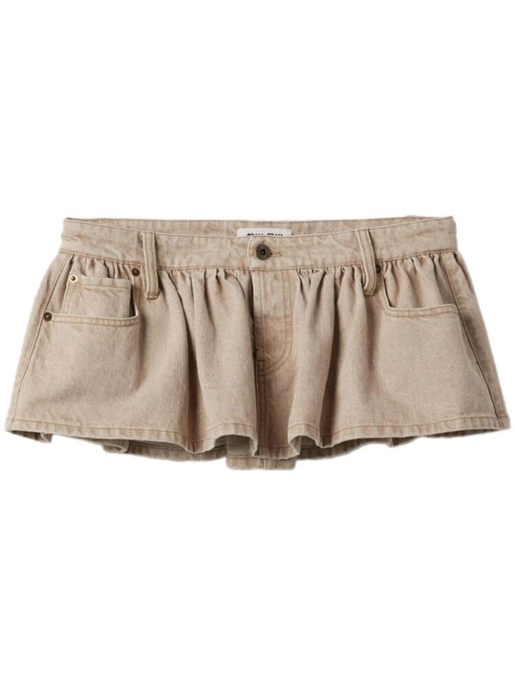 Miu Miu low-rise denim miniskirt - Neutrals Cover