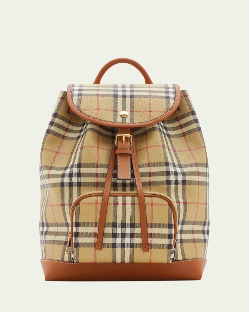 Burberry Check Drawstring Coated-Cotton Backpack Cover