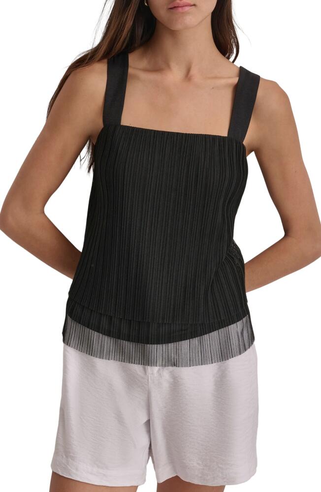 DKNY Plissé Mesh Tank Top in Black Cover