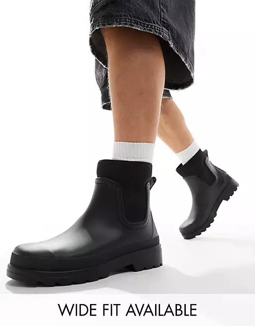 ASOS DESIGN ankle rubber boots in black pu with roman numeral detail Cover