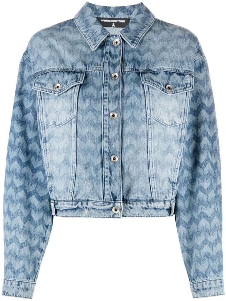 Patrizia Pepe monogram-print denim jacket - Blue Cover