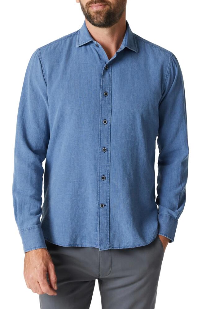 34 Heritage Microchecks Linen & Cotton Button-Up Shirt in Indigo Cover