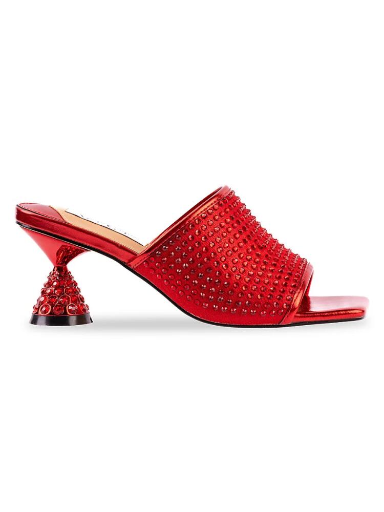 Lady Couture Women's Fireball Rhinestone Spool Heel Mules - Red Cover