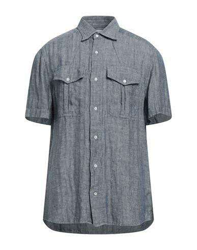 Brunello Cucinelli Man Shirt Slate blue Linen Cover