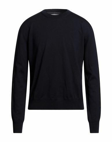 Jil Sander Man Sweater Midnight blue Wool, Soft Leather Cover