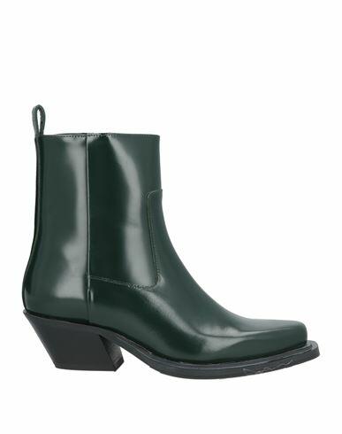 Stine Goya Woman Ankle boots Dark green Leather Cover