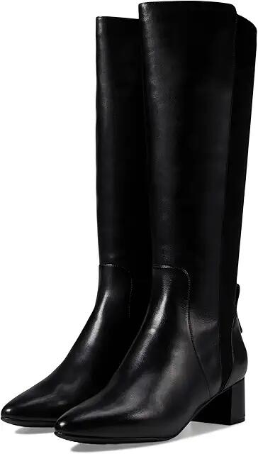 Cole Haan The Go-To Block Heel Tall Boot 45 mm (Black Leather) Women's Boots Cover