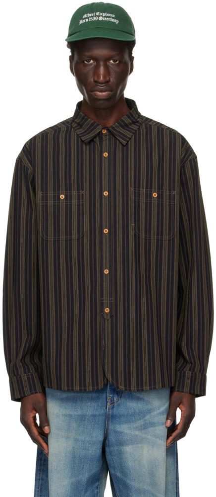 Uniform Bridge Black & Brown Striped Shirt Cover