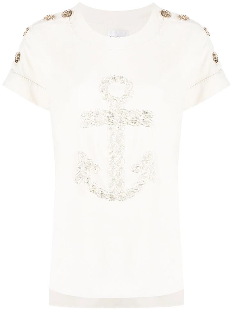 Edward Achour Paris button shoulder t-shirt - White Cover