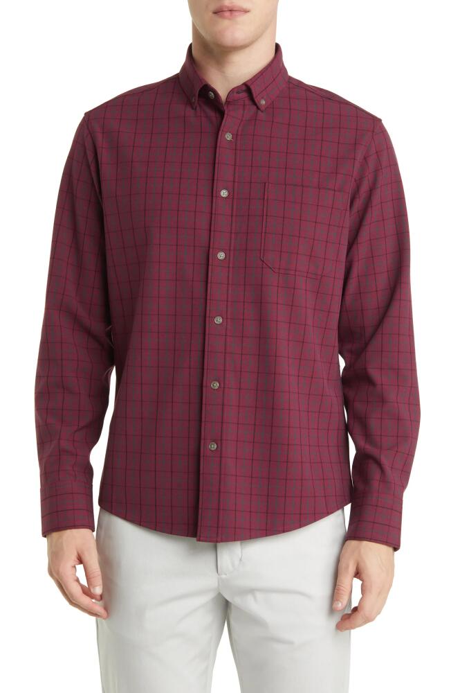 Mizzen+Main City Trim Fit Stretch Flannel Button-Down Shirt in Red Cover