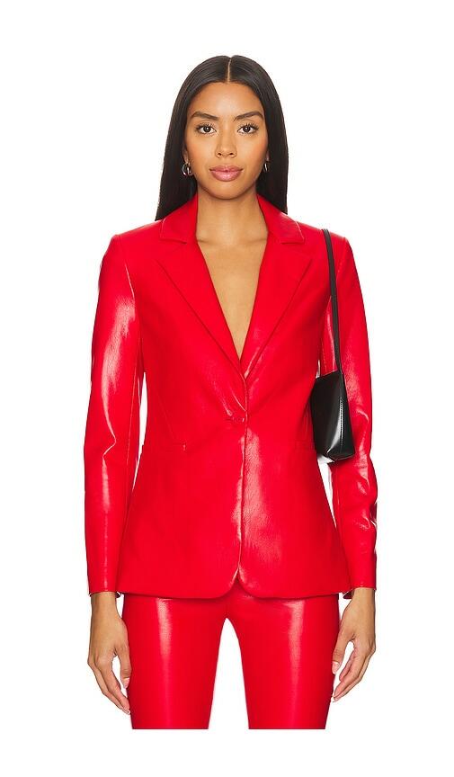 Alice + Olivia Macey Leather Blazer in Red Cover