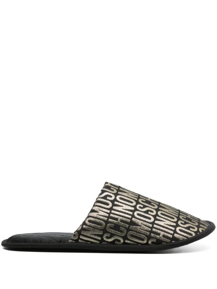 Moschino monogram-jacquard lurex slides (set of two) - Black Cover