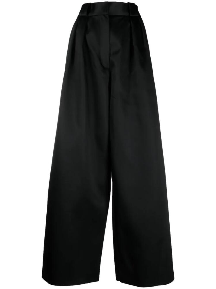 KHAITE satin pleat-detail palazzo trousers - Black Cover