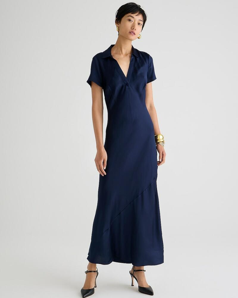 J.Crew Short-sleeve maxi slip dress in luster crepe Cover