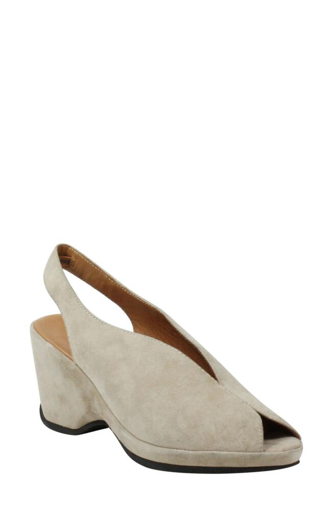 L'Amour des Pieds Odetta Slingback Wedge in Taupe Suede Cover