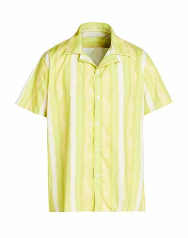 8 By Yoox Printed Camp-collar S/sleeve Oversize Shirt Man Shirt Acid green Cotton Cover