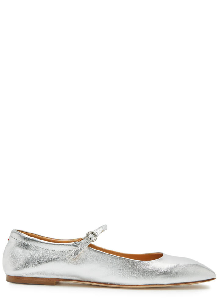 Aeyde Metallic Leather Mary Jane Flats - Silver Cover