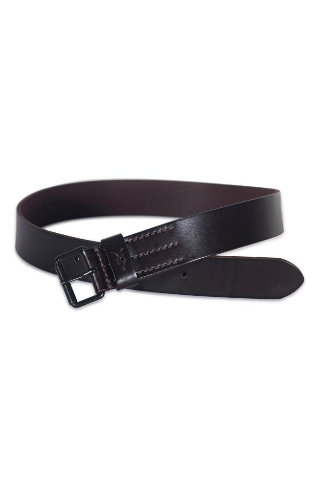 AllSaints Solid Leather Belt in Bitter Brown/Matte Black Cover