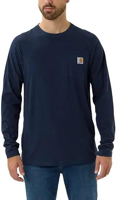 Carhartt Force Relaxed Fit Midweight Long Sleeve Pocket Tee (Navy) Men's Clothing Cover