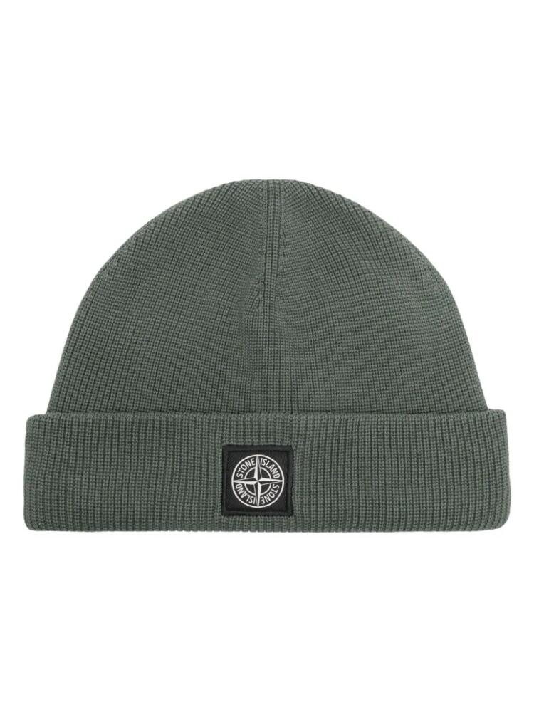 Stone Island Compass-patch cotton beanie - Green Cover