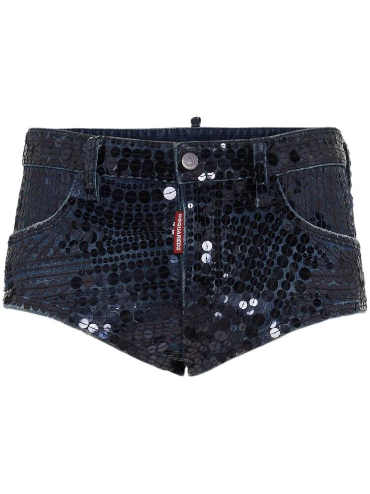 DSQUARED2 sequin-embellished denim shorts - Blue Cover