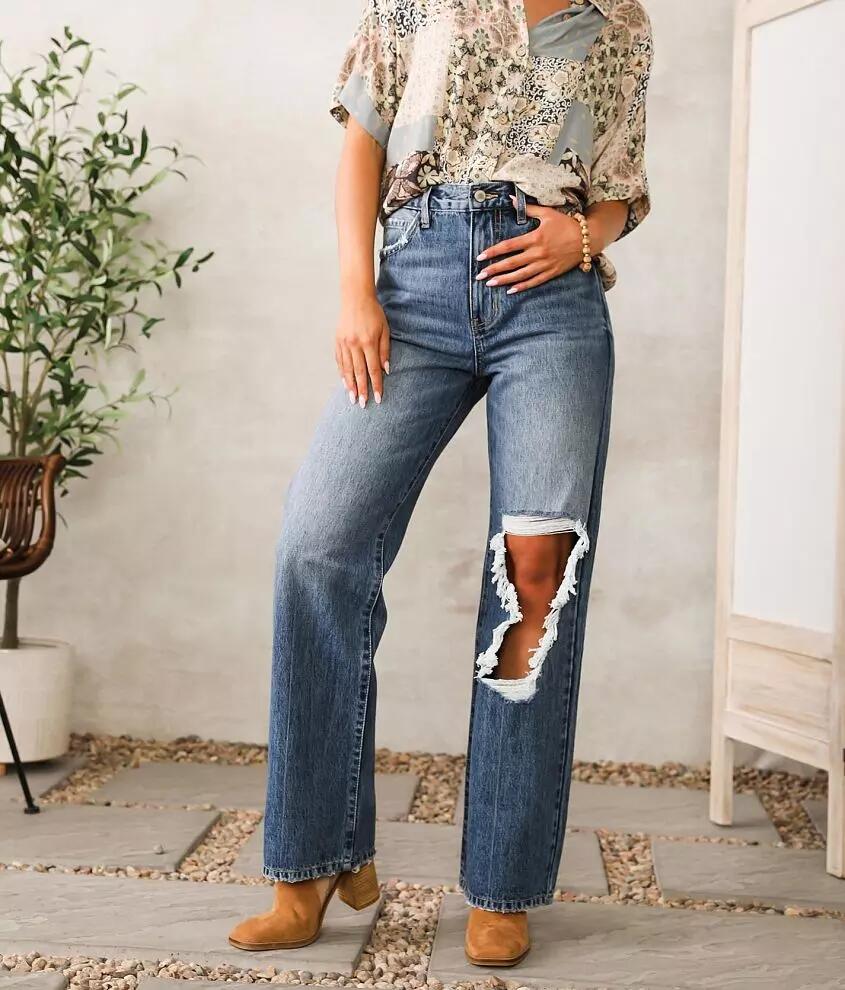 Kan Can Signature High Waisted Wide Leg Jean Cover