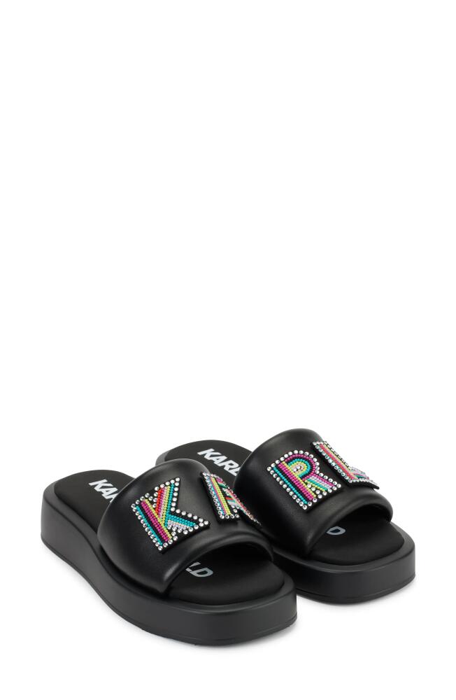 Karl Lagerfeld Paris Opal Platform Slide Sandal in Black/White Cover