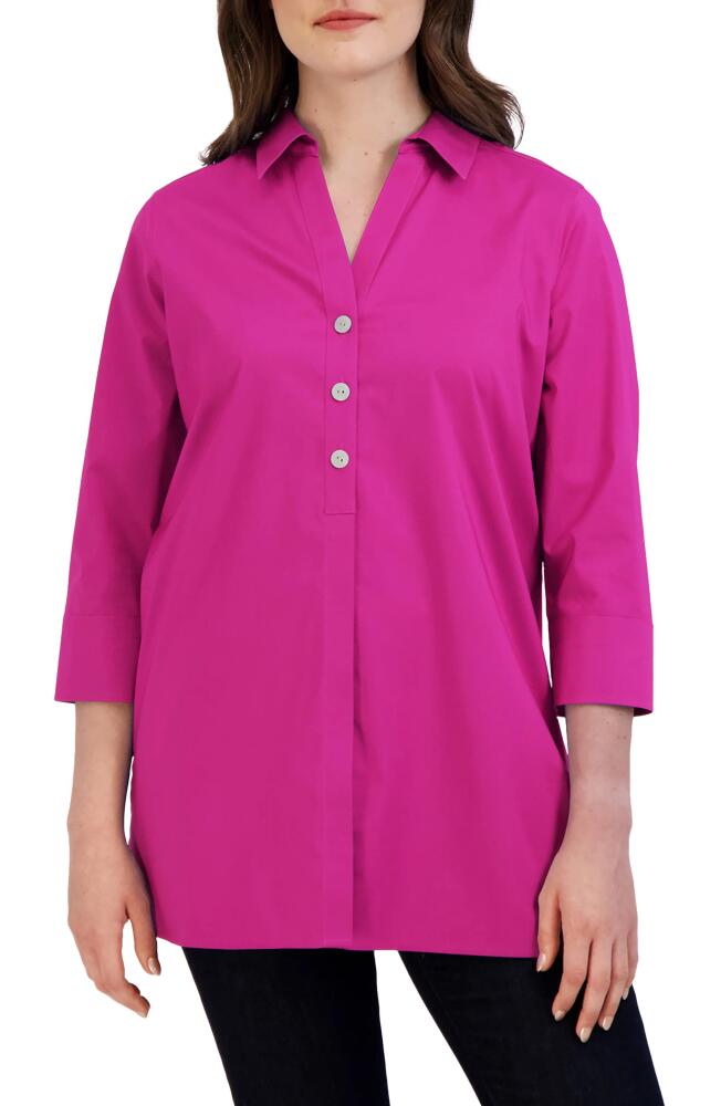 Foxcroft Pamela Stretch Button-Up Tunic in Azalea Cover