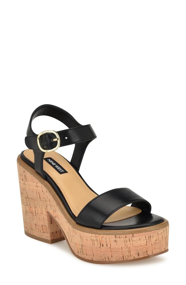 Nine West Amye Ankle Strap Platform Sandal in Black Cover