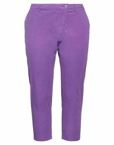 Virna Drò Woman Pants Purple Cotton Cover