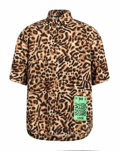 Just Cavalli Man Shirt Camel Cotton Cover