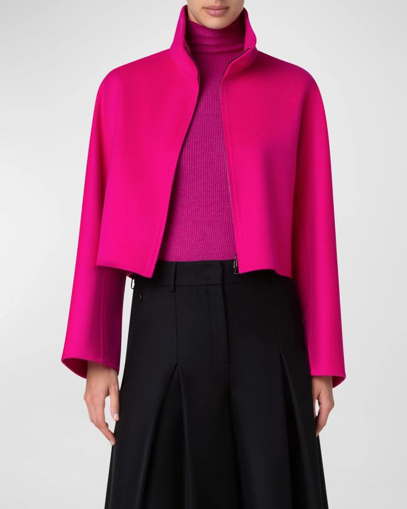 Akris Mimi Double-Face Cashmere Crop Jacket Cover