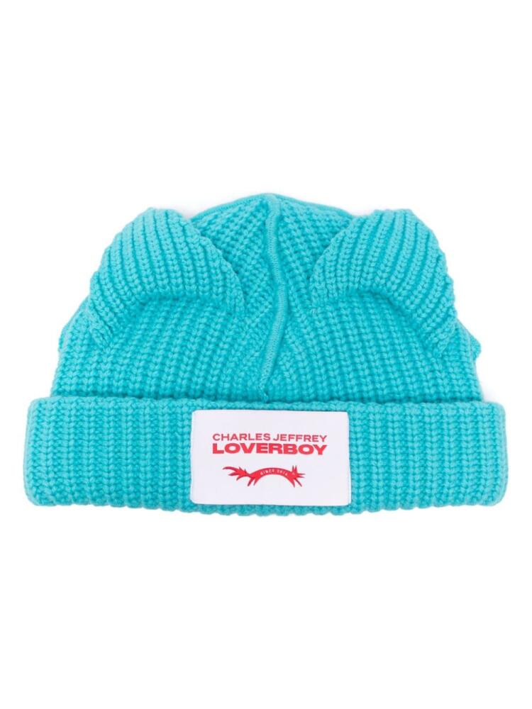 Charles Jeffrey Loverboy Chunky Ears logo-patch beanie - Blue Cover