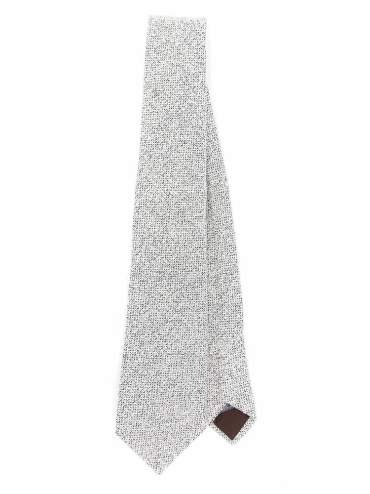 Canali bouclé-design tie - Neutrals Cover