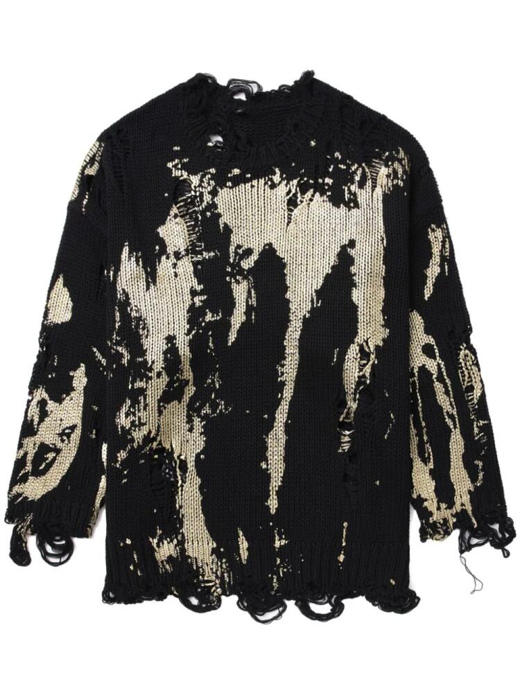 R13 painterly-print distressed jumper - Black Cover